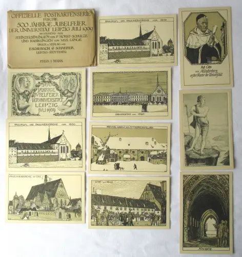 903971 Postkartenserie Leipzig 500Jahre Universität 1909 in Originalkuvert