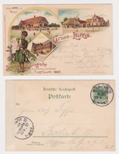 66023 Ak Lithografie Leipzig Sächs.-Thür. Gewerbeausstellung 1897