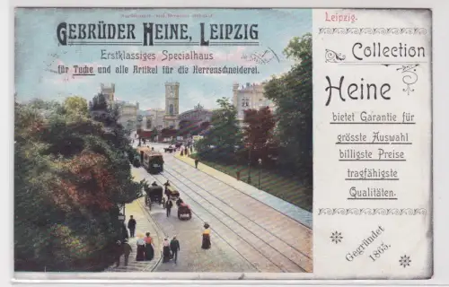 59374 Ak Leipzig m. Werbung Gebrüder Heine Tuchhändler u. Herrenschneider um1900