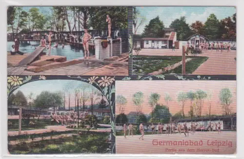 909016 Mehrbild Ak Leipzig Germaniabad Herren-Bad um 1920