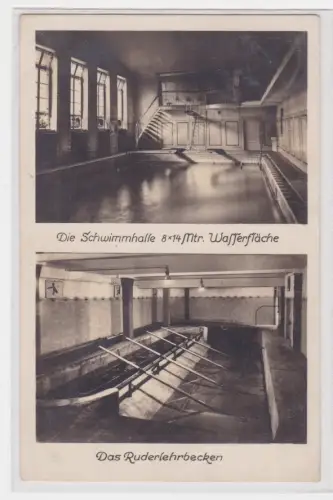 909701 Ak Leipzig Arbeiter-Turn- u. Sport-Schule Schwimmhalle Ruderbecken um1930