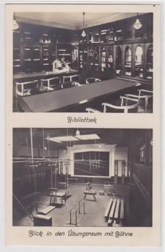 25210 Ak Leipzig Arbeiter-Turn- u. Sport-Schule Bibliothek u. Übungsraum um 1930