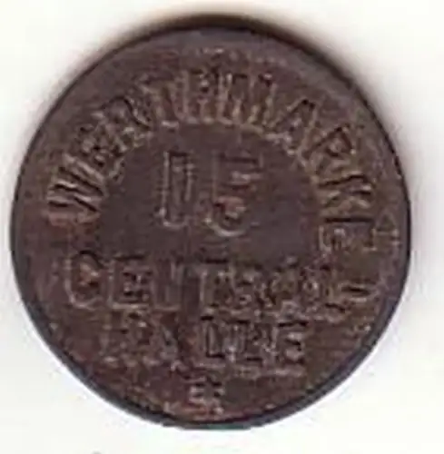 alte 15 Pfennig Zink Wertmarke Central Halle um 1920