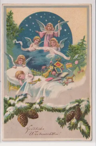 42907 AK Fröhliche Weihnachten - Engelchor singt für schlafendes Kind 1907