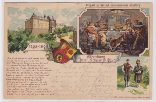 88254 Ak Lithographie Altenburg Hotel "Schwarzer Bär" 1900