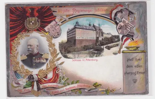 86193 Präge Ak Lithographie Altenburg zum 50jähr.Regierungsjubiläum 1903