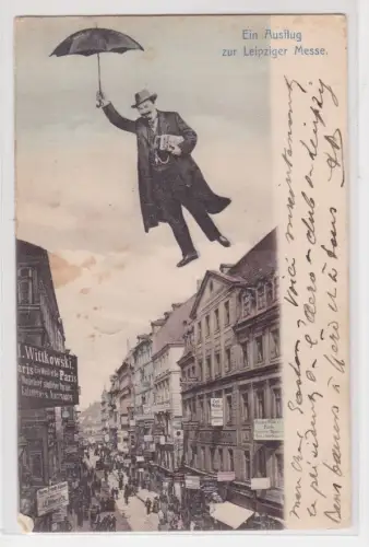910235 Montage AK Ein Ausflug zur Leipziger Messe, Straßenansicht 1904