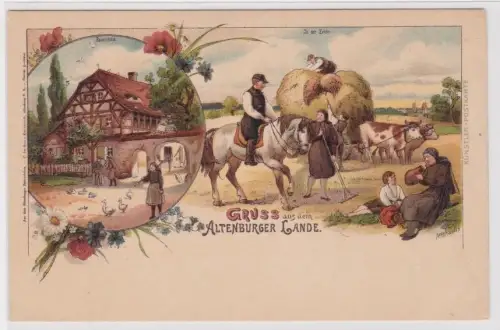 58288 Ak Lithographie Gruss aus dem Altenburger Lande um 1900