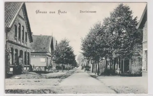 58109 Ak Gruß aus Hude Dorfstrasse mit Uhrmachergeschäft 1908
