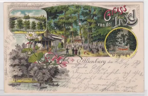 09854 Ak Lithographie Gruß von der Insel Altenburg 1899