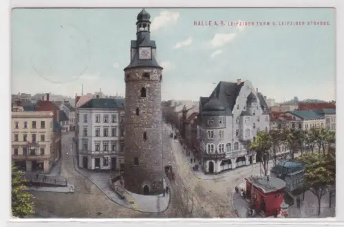 901914 Feldpost Ak Halle a.S. Leipziger Turm u. Leipziger Strasse. 1915