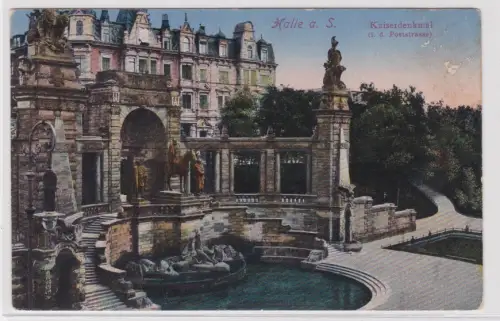 909881 Ak  Halle  a. S. Kaiserdenkmal (i. d.Poststrasse). 1920