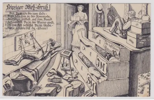 910476 Künstler Ak Humor Leipziger Meß-Gruß! 1920