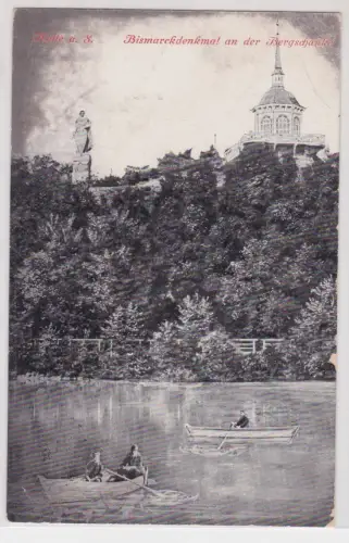 44043 Ak Halle a.S. Bismarckdenkmal an der Bergschänke. 1913