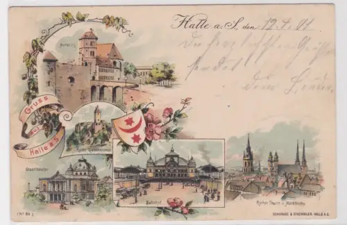 902682 Mehrbild Ak Gruss aus Halle a. S. Halle a. S. den 12.04.1901