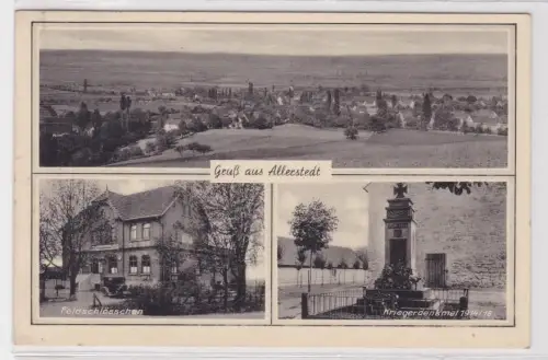 910429 Mehrbild Ak Gruß aus Allerstedt  Feldschlösschen und Kriegerdenkmal 1940