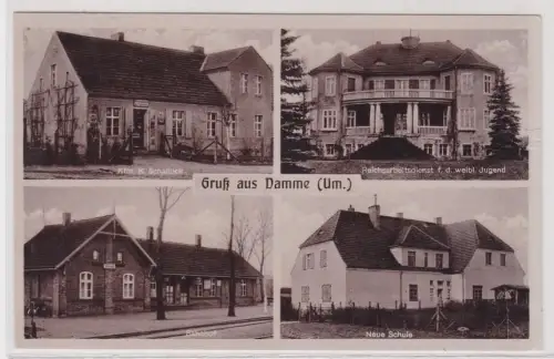 910499 Mehrbild Ak Gruß aus Damme (Um.) Bahnhof, Kaufmann usw. 1942