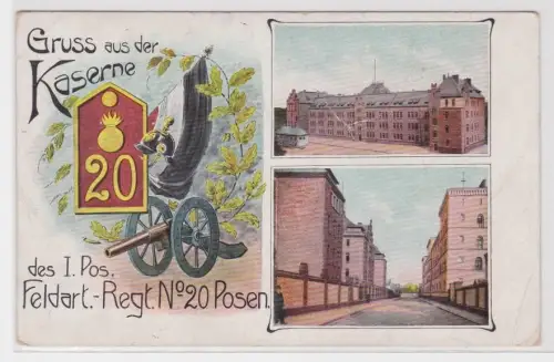 906136 Ak Gru´aus der Kaserne 1.Pos.Feldart.-Regt.Nr.20 Posen 1912