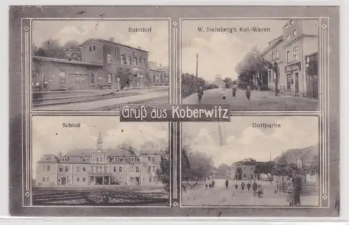 80992 Mehrbild Ak Gruß aus Koberwitz Bahnhof, Kolonialwaren usw. 1927