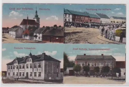 34568 Mehrbild Ak Gruß aus Nebotein Hněvotín Specereiwarengeschäft usw. 1930