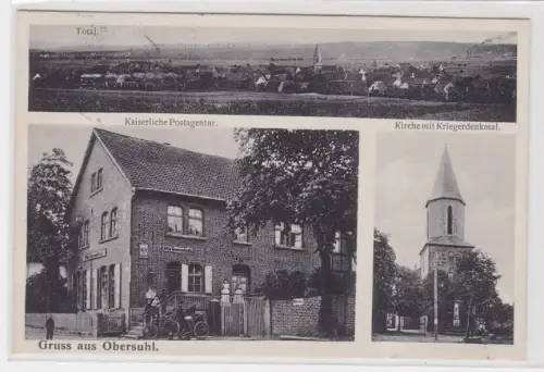 909965 Mehrbild Ak Gruß aus Obersuhl Post, Kriegerdenkmal 1915