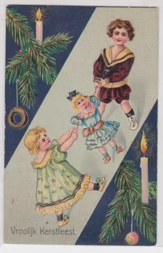 69435 Ak Vroolijk Kerstfeest - Kinder streiten scih um Weihnachtsgeschenk 1907