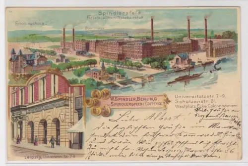 909865 Ak Lithographie Leipzig Universitätsstraße Färberei Spindler 1900