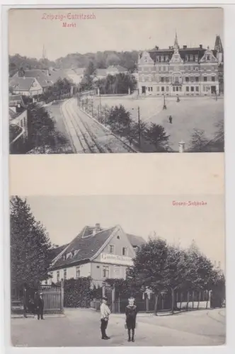 909986 Mehrbild Ak Leipzig Eutritzsch Markt und Gosenschänke um 1910