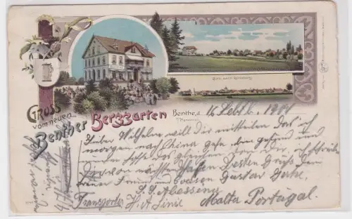 909952 Ak Lithographie Gruß vom neuen Benther Berggarten 1900