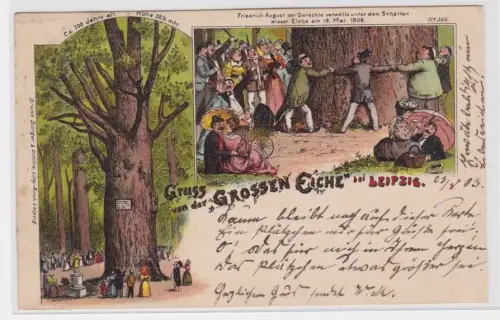 909754 Ak Lithographie Gruß von der "Großen Eiche" bei Leipzig 1903