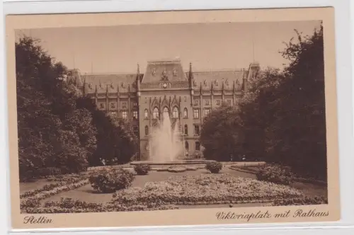10319 Ak Stettin Viktoriaplatz mit Rathaus um 1930