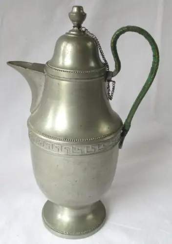 Zinnkanne Zinnkrug Zinn Kanne mit Ornamentband um 1850 (110347)