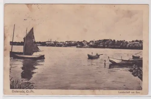 13448 Ak Osterode O.-Pr. Ostróda Landschaft am See 1917
