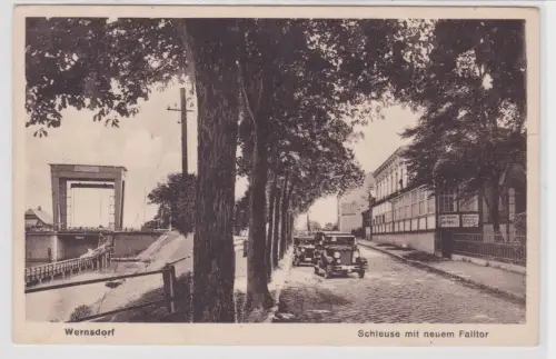 14637 Ak Wernsdorf Schleuse mit neuem Falltor Restaurant Oder-Spreekanal um 1930
