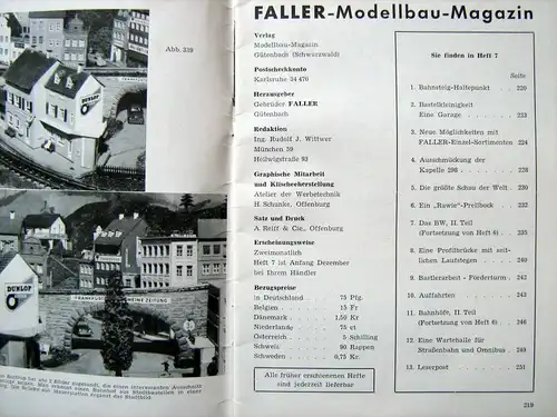FALLER Modellbau Magazin 7 1958 Fotos Skizzen Texte Nostalgie Rar Sammlerstück