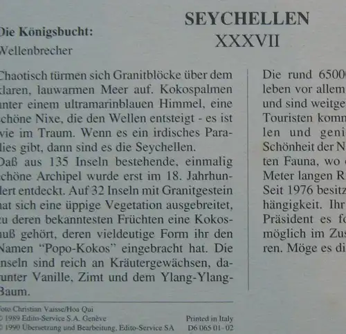 Karte Foto Seychellen Königsbucht 