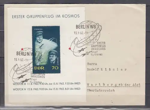 DDR Blockausgabe MiNo. Bl. 17 auf FDC nach Österreich (40.-)