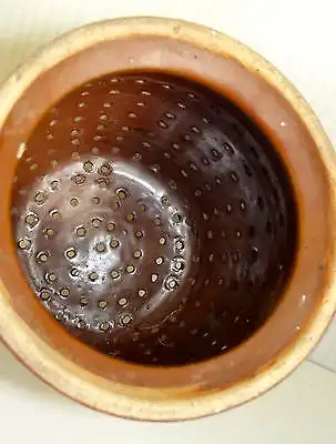 Seltene Steingut Zwiebeltopf Topf Braun Löcher Gefäß