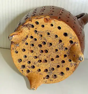 Seltene Steingut Zwiebeltopf Topf Braun Löcher Gefäß