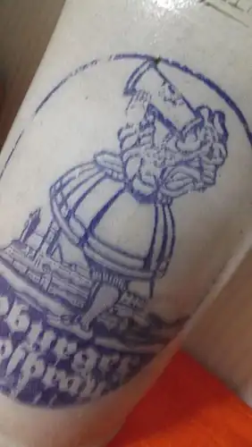 Bierkrug 1 l Masskrug Brauerei Hofbräu Coburg Vorkrieg  Coburger Hofbräu