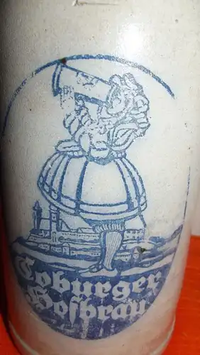Bierkrug 1 l Masskrug Brauerei Hofbräu Coburg Vorkrieg  Coburger Hofbräu