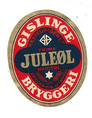 BE Bieretikett Beer Label Dänemark Gislinge Bryggeri Danmark Jule Öl
