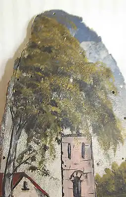 Baum Scheibe Bild Wandbild Andenken Vogesen 1916 bemalt auf Birke
