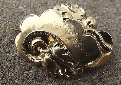 Wunderschöne Biedermeier Schaumgold Brosche fein ziseliert Blumen Motiv 0