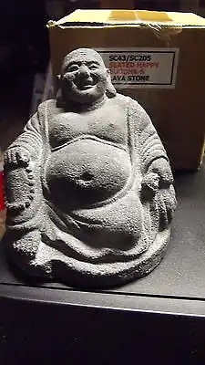 Happy Buddha Figur Skulptur Glücksbringer Steinguss