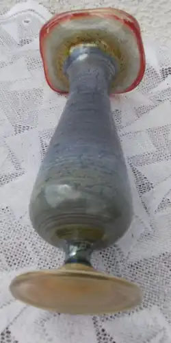 Design Glas Vase Mundgeblasen Wellenrand sehr leichtes Glas 20,5 cm