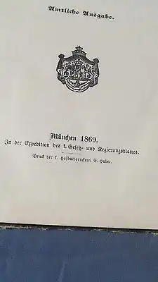 Militärgesetzbuch Königreich Bayern München 1869