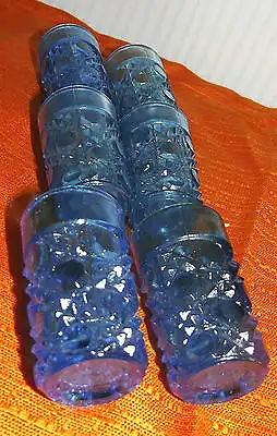 6 antike Pressglas Schnapsgläser Blau