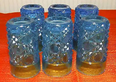 6 antike Pressglas Schnapsgläser Blau
