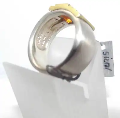 Citrin Ring 750er Gold mit 925er Silber Juweliernachlass Goldschmiedearbeit
